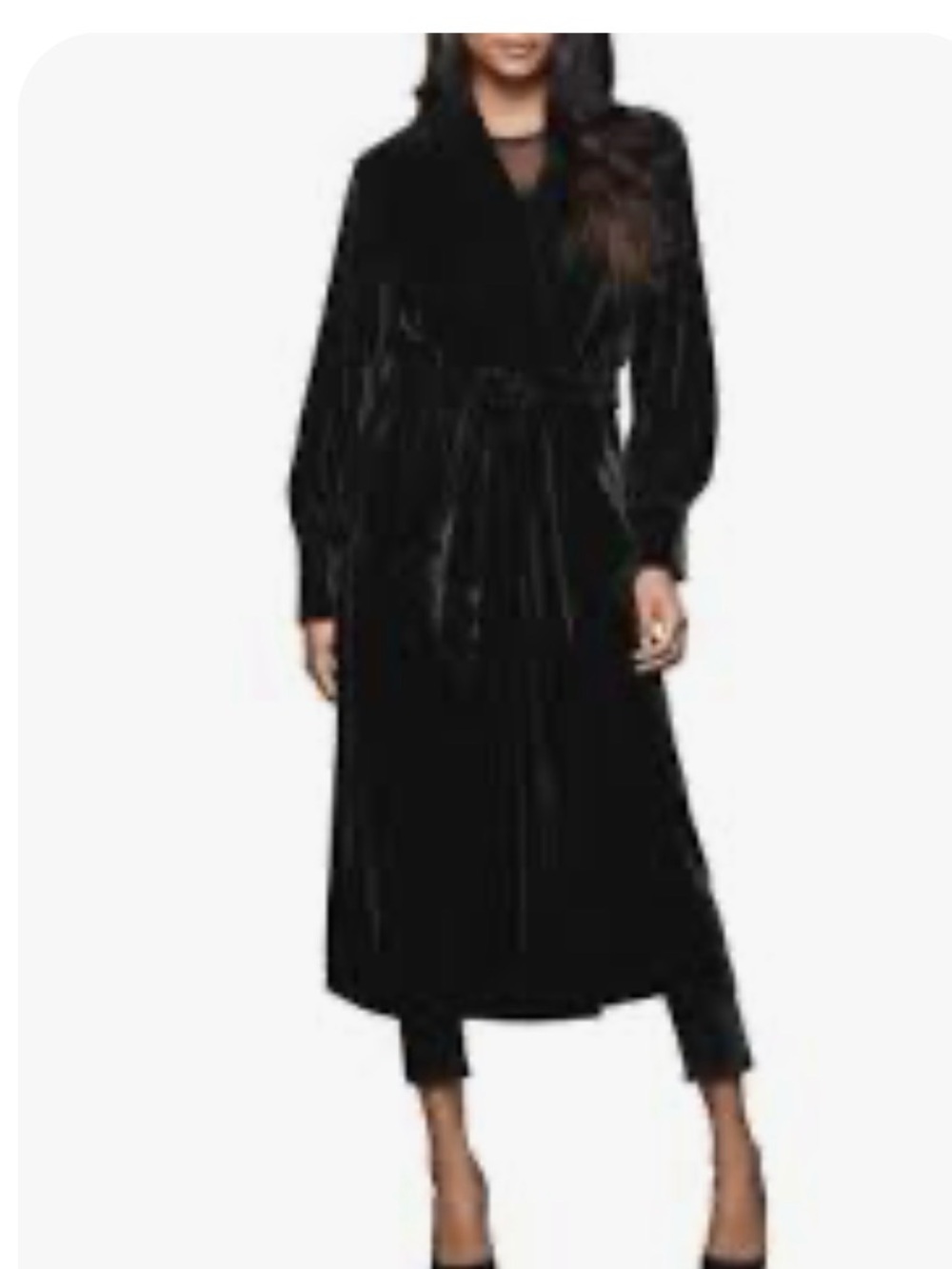 Good American Women's Robe Kimono Black Velvet Wrap Belt Viscose Jacket 2 new